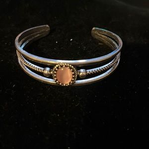 Pink cats eye cuff bracelet